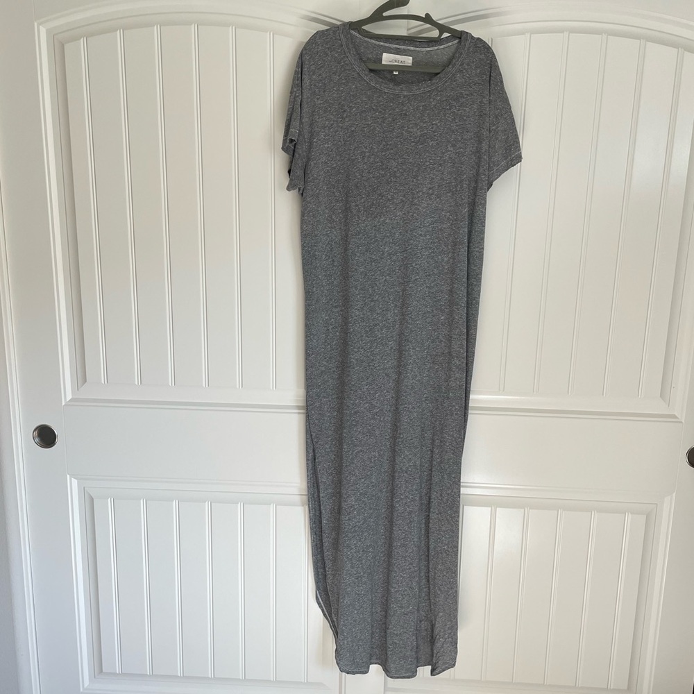 The Great. Knotted tee maxi dress grey high slit relaxed fit size 2 US / medium